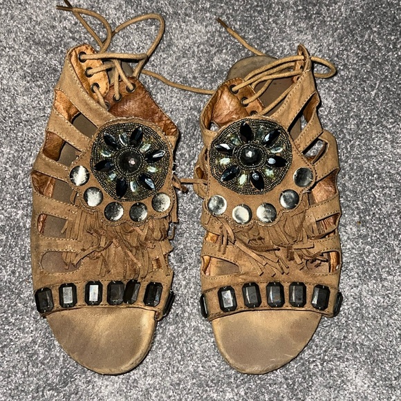 Aldo Fringe Gem tie back sandal sz 9 - Picture 2 of 3